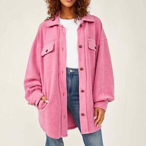 Free People Ruby Fleece Shirt in Pink - S